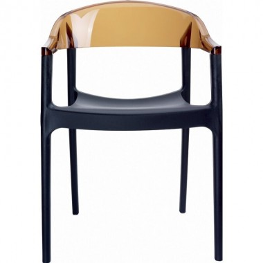 Carmen Modern Dining Chair Black Seat - Amber Back