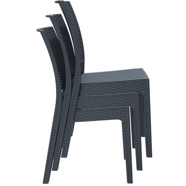 Compamia Florida Resin Wickerlook Dining Chair Dark Gray Hover