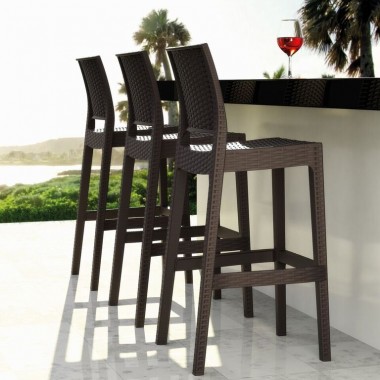 Jamaica Resin Wickerlook Barstool Dark Gray - Lifestyle