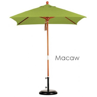 California Umbrella 6'x6' Wood Market Umbrella Pulley Open Marenti Wood - Sunbrella