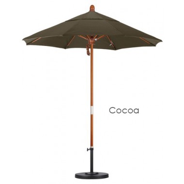 California Umbrella 7.5' Wood Market Umbrella Pulley Open Marenti Wood - Sunbrella Hover