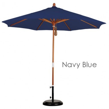 California Umbrella 9' Wood Market Umbrella Pulley Open Marenti Wood - Olefin