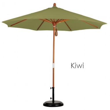 California Umbrella 9' Wood Market Umbrella Pulley Open Marenti Wood - Olefin Hover