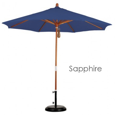 California Umbrella 9' Wood Market Umbrella Pulley Open Marenti Wood - Pacifica Hover