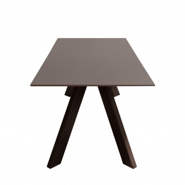 Diamond Sofa Rectangular Dining Table W/ Chocolate Frosted Glass Top & Painted Iron Legs Hover