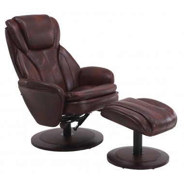 Mac Motion Comfort Chair Norway Recliner and Ottoman in Whisky Black/Whisky Brown/Sand/Java Air Leather Hover