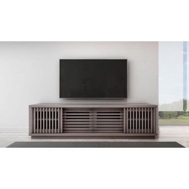 Furntiech Signature 82" Contemporary Coastal Grey Rustic TV Stand Media Console in American Red Oak
