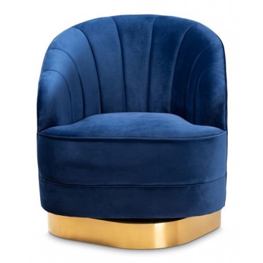 Baxton Studio Fiore Velvet Upholstered Swivel Accent Chair Hover
