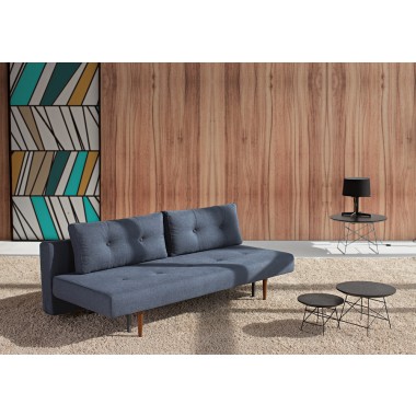 Recast Sofa With NST Blue Fabric Dark Wood Legs - Lifestyle