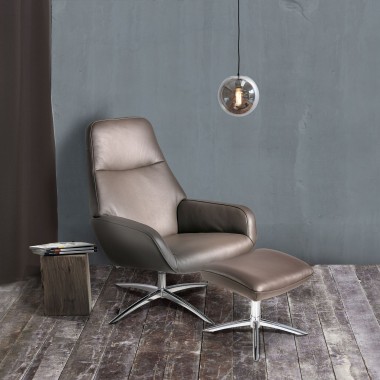 Camillo Xl Chair With Footrest And Adjustable Headrest In Yeti Dark Gray Fabric - Lifestyle