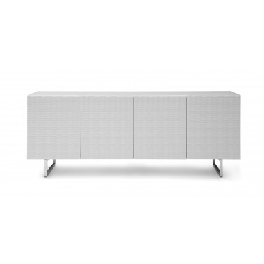 Whiteline Modern Living Wally Buffet With White/Grey Glass Top And High Gloss White/Grey Hover
