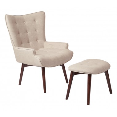 Dalton Chair with Ottoman - Cream
