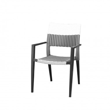 Chloe Dining Arm Chair - White Wicker - Espresso Frame