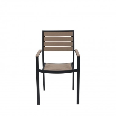 Napa Dining Arm Chair - Black Frame - Gray Seat and Back - Front