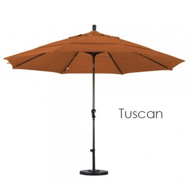California Umbrella 11' Aluminum Market Umbrella Auto Tilt Bronze - Sunbrella Hover