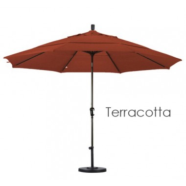 California Umbrella 11' Aluminum Market Umbrella Auto Tilt Bronze - Sunbrella Hover