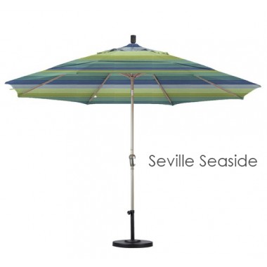 California Umbrella 11' Aluminum Market Umbrella Auto Tilt Champagne - Sunbrella