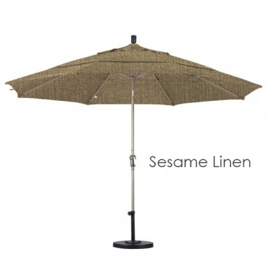 California Umbrella 11' Aluminum Market Umbrella Auto Tilt Champagne - Sunbrella Hover
