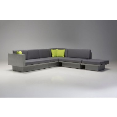 Sancho LSF Sectional Grey Fabric with Epoxy Concrete Texture 