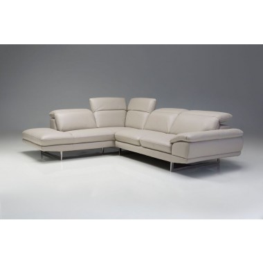 Uptown LSF Sectional Light Grey Premium Leather with Side Split - Headrest Reclined