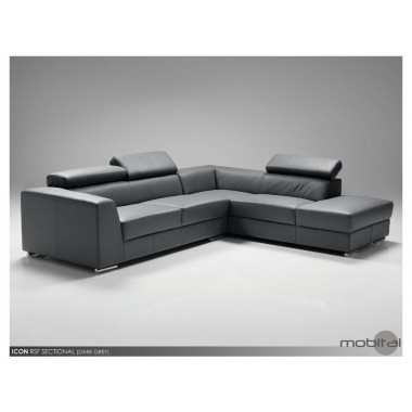 Icon RSF Sectional Black Premium Leather with Side Split