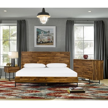 Cusco 4 Piece Acacia King Bedroom Set with Dresser and Nightstands