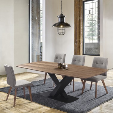 Noble Mid-Century Walnut Wood 5 Piece Dining Set - Lifestyle