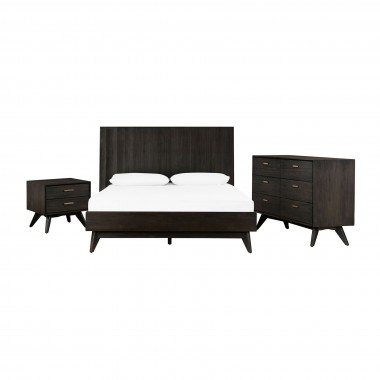 Loft 3 Piece Acacia King/Queen Bed and Nightstands