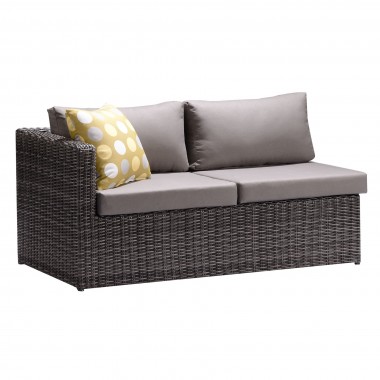 Armen Living Hagen 3 piece Outdoor Rattan Sectional Chase Set with Brown Cushions and Modern Accent Pillows Hover