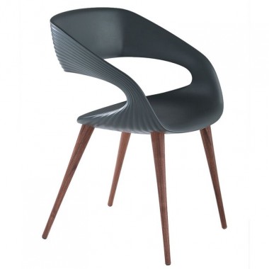 Bellini Modern Living Italian Home Shape Chair in Anthracite PU With Aluminum/Anthracite/Wood Legs Hover