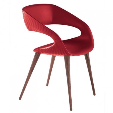 Bellini Modern Living Italian Home Shape Chair in Red PU With Aluminum/Anthracite/Wood Legs Hover