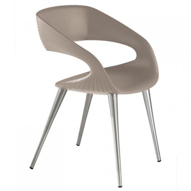 Bellini Modern Living Italian Home Shape Chair In Tan PU with Aluminum/Anthracite/Wood Legs Hover