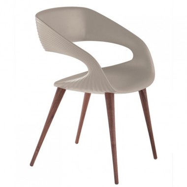 Bellini Modern Living Italian Home Shape Chair In Tan PU with Wood Legs