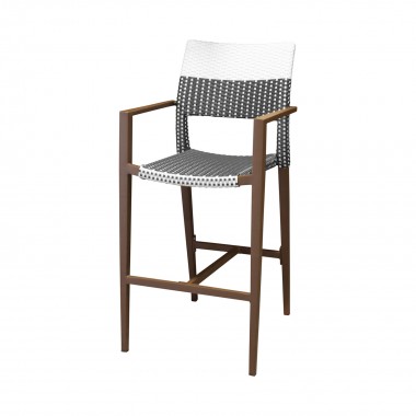 Chloe Bar Arm Chair - White Wicker - Espresso Frame