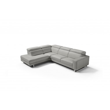 Whiteline Modern Living Augusto Sectional With Chaise On Left When Facing And Light Grey/White Top Grain Italian Hover