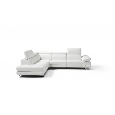 Livio Sectional Large In White - Front with Headrest Open