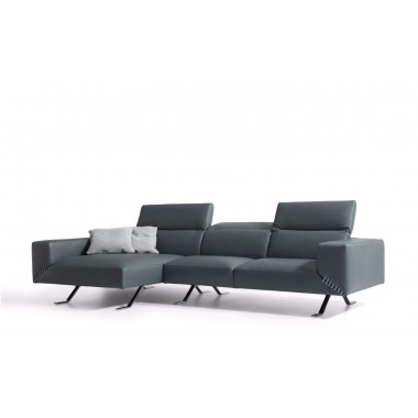 Whiteline Modern Living Henry Sectional With Chaise On Left When Facing In Grey Top Grain Italian Leather Hover