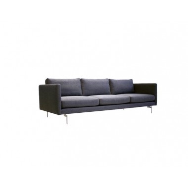Taut 3 Seater Sofa Dark Grey Tweed Fabric with Brushed Stainless Steel Legs