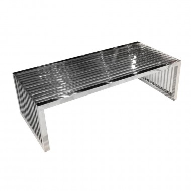 Diamond Sofa SOHO Rectangular Stainless Steel Cocktail Table w/ Clear Tempered Glass Top 