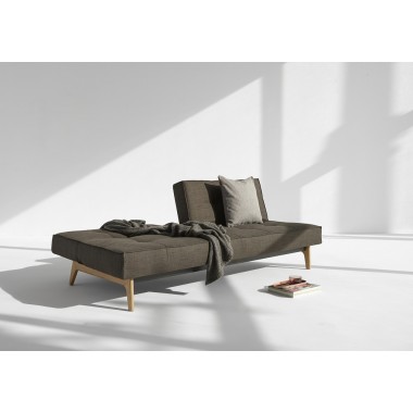 Splitback Elk Sofa inMixed Dance Gray Fabric - Half Opened