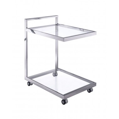 Whiteline Modern Living Terzi Nesting Side Tables With Clear Glass And Stainless Steel Base - Set Of 3 Hover