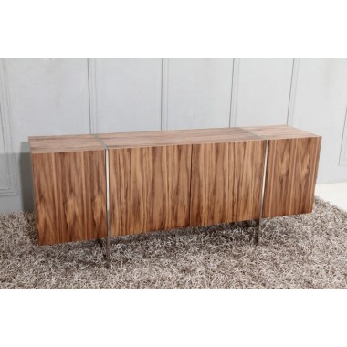 Whiteline Modern Living Struttura Buffet Small/Large In High Gloss White/Walnut Veneer And Adjustable Shelves Hover