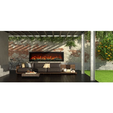 Amantii 74" Extra Tall Clean Face Electric Built-in With Black Steel Surround - Lifestyle