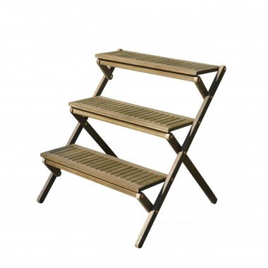 Renaissance Eco-friendly Hand-scraped Hardwood Three-Layer Garden Planter Stand - Angled