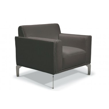 Vania Chair In Leather Dark Grey