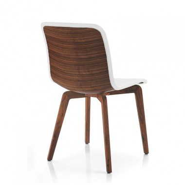 Bellini Modern Living Italian Home Vela Chair In Grey/Red/White/Yellow PU Upholstery With Walnut Back Hover