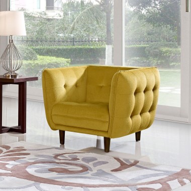 Diamond Sofa Venice Button Tuft Fabric Chair - YELLOW/GOLD