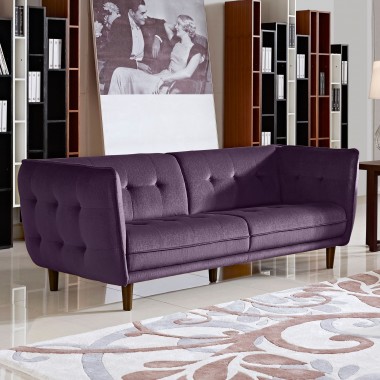 Diamond Sofa Venice Button Tuft Fabric Sofa - PURPLE