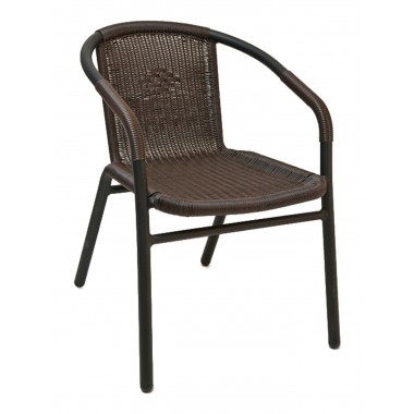Anodized Aluminum Frame Arm Chair - W-21 - Espresso