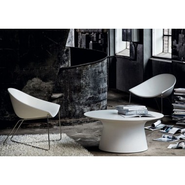 Boracay 36" Round Coffee Table Grey Epoxy/White Solid Surface 